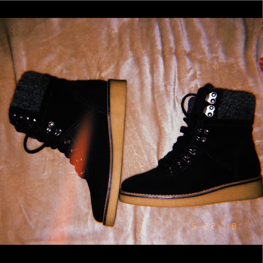 Urban outfitters black wool boots